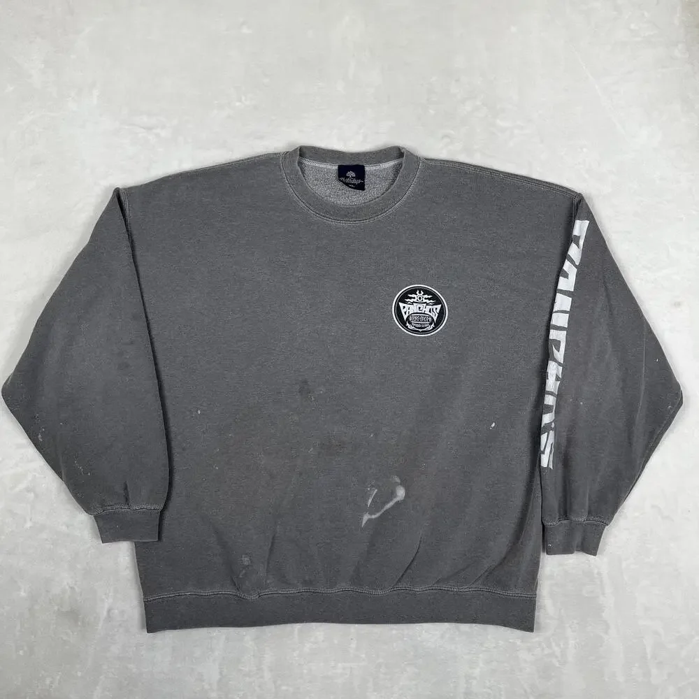 Pancho's Surf Shop Sweatshirt Mens XL Gray Fleece Pismo Beach Thrashed Grunge
